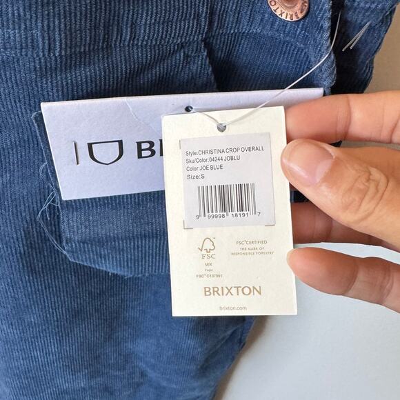 NWT Brixton Christina Crop Overall in Joe Blue Size Small - Picture 6 of 7